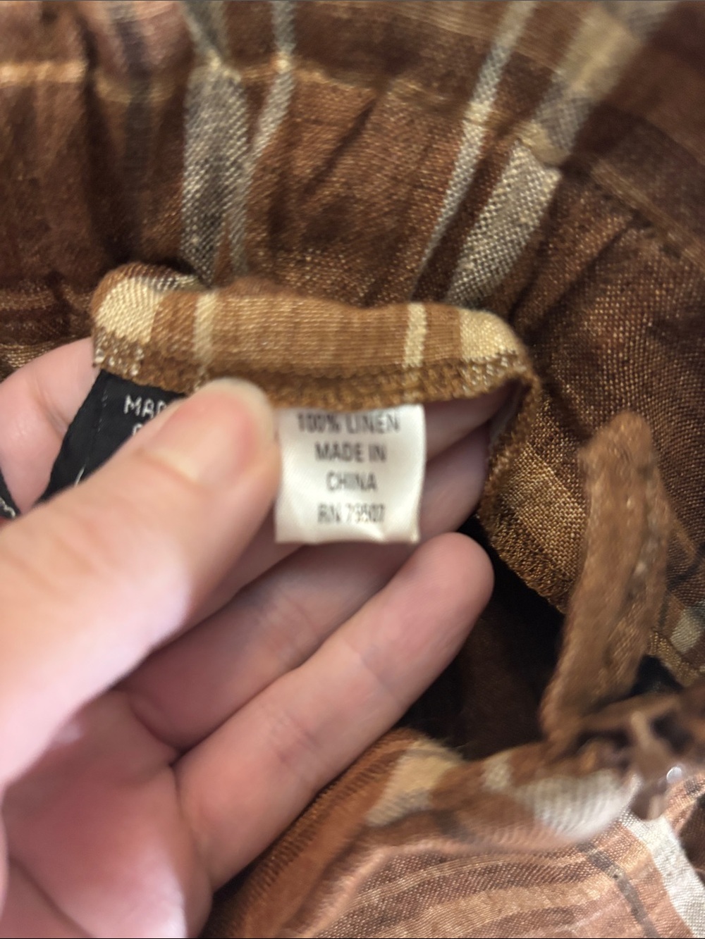 Isda & Co. 100% Linen High Waisted Plaid Trousers Brown Neutral Medium EUC - Picture 3 of 13